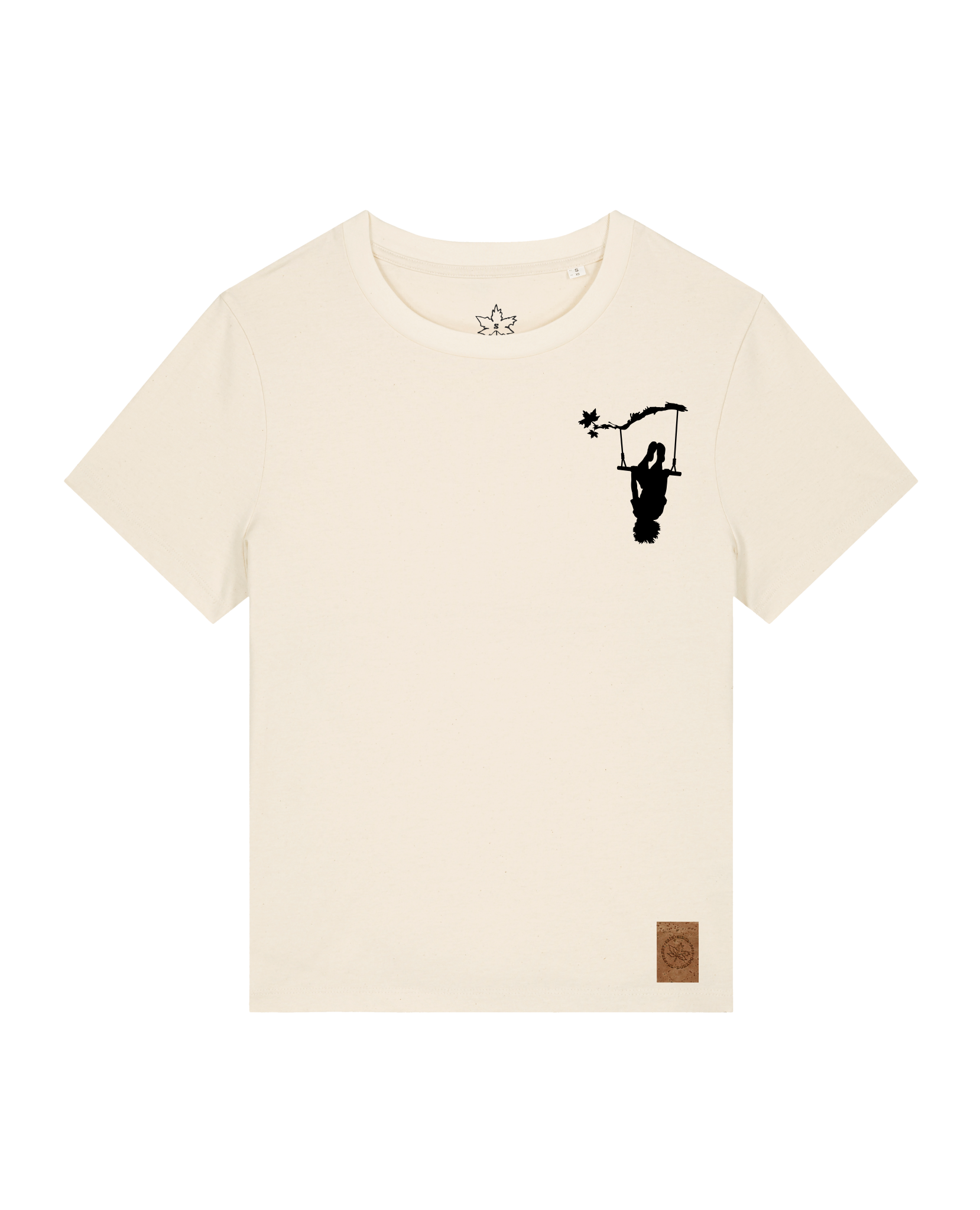 bio-female-medium fit-tshirt-schaukeln (backprint)-sttw172-natur-front