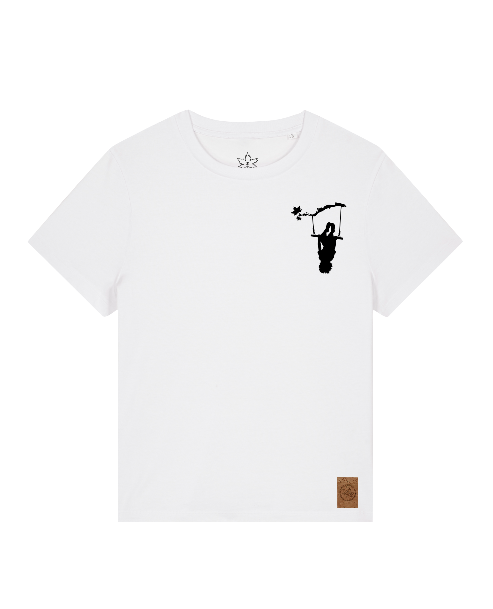 bio-female-medium fit-tshirt-schaukeln (backprint)-sttw172-weiß-front