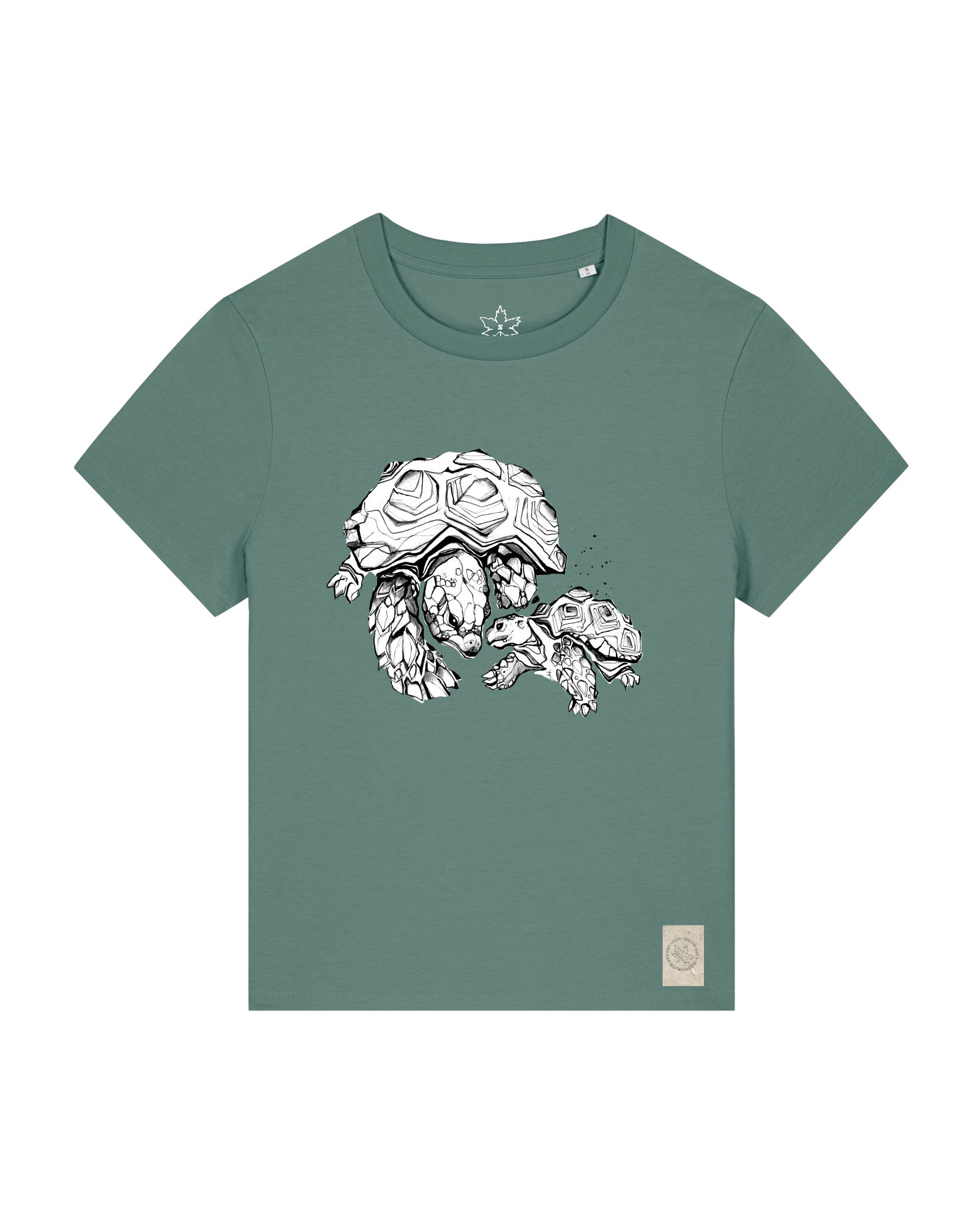 bio-female-medium fit-tshirt-schildkrötis-sttw172-blautanne-front
