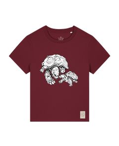 bio-female-medium fit-tshirt-schildkrötis-sttw172-burgunder rot-front