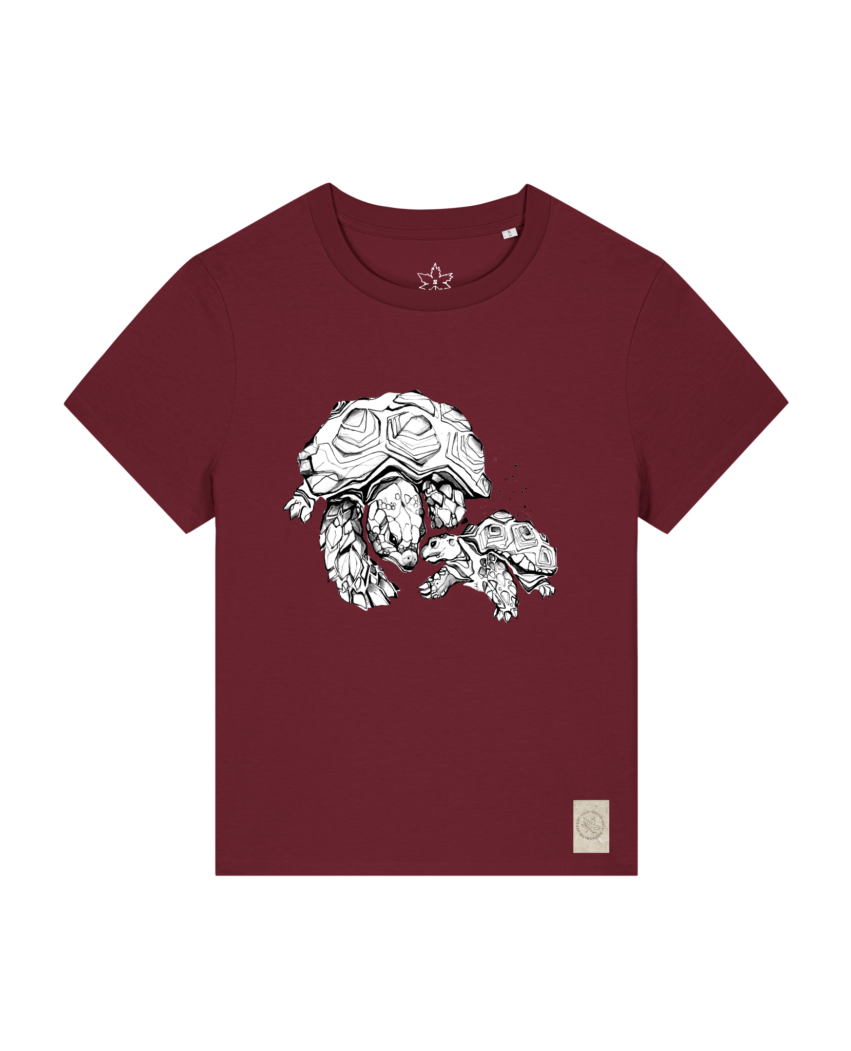 bio-female-medium fit-tshirt-schildkrötis-sttw172-burgunder rot-front
