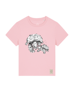 bio-female-medium fit-tshirt-schildkrötis-sttw172-flamingo-front