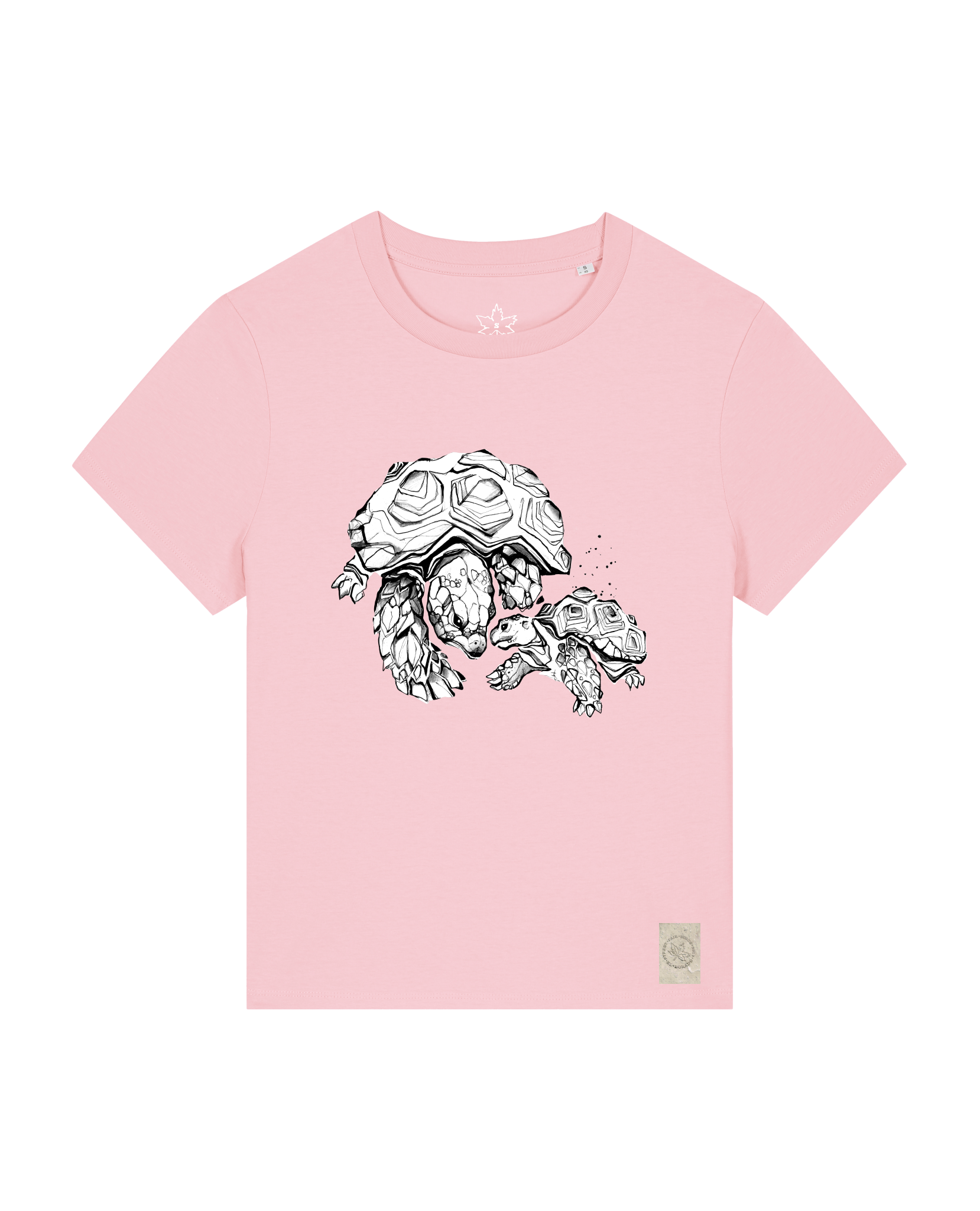 bio-female-medium fit-tshirt-schildkrötis-sttw172-flamingo-front