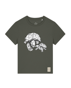 bio-female-medium fit-tshirt-schildkrötis-sttw172-grunkohl-front