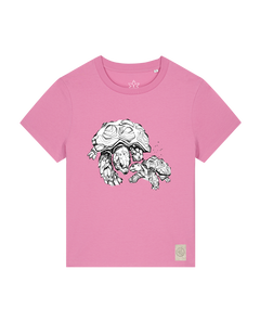 bio-female-medium fit-tshirt-schildkrötis-sttw172-kaugummi-front