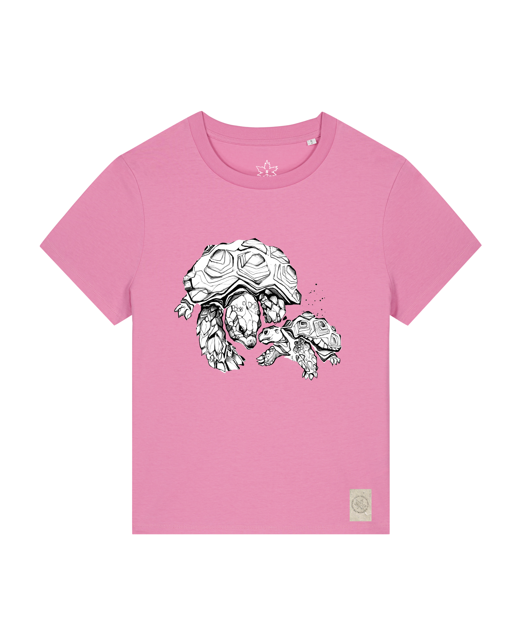 bio-female-medium fit-tshirt-schildkrötis-sttw172-kaugummi-front
