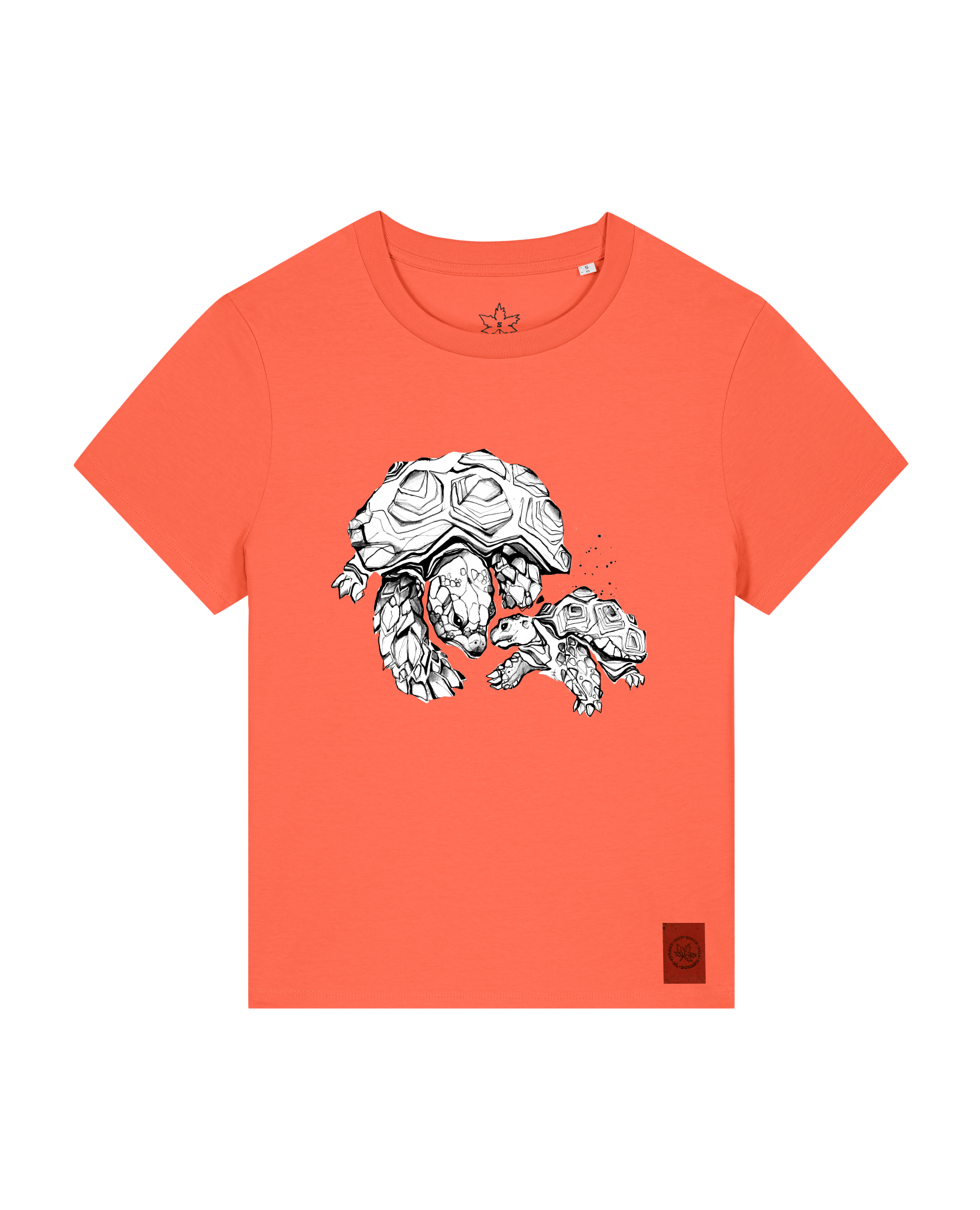 bio-female-medium fit-tshirt-schildkrötis-sttw172-mandarine-front