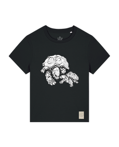 bio-female-medium fit-tshirt-schildkrötis-sttw172-schwarz-front