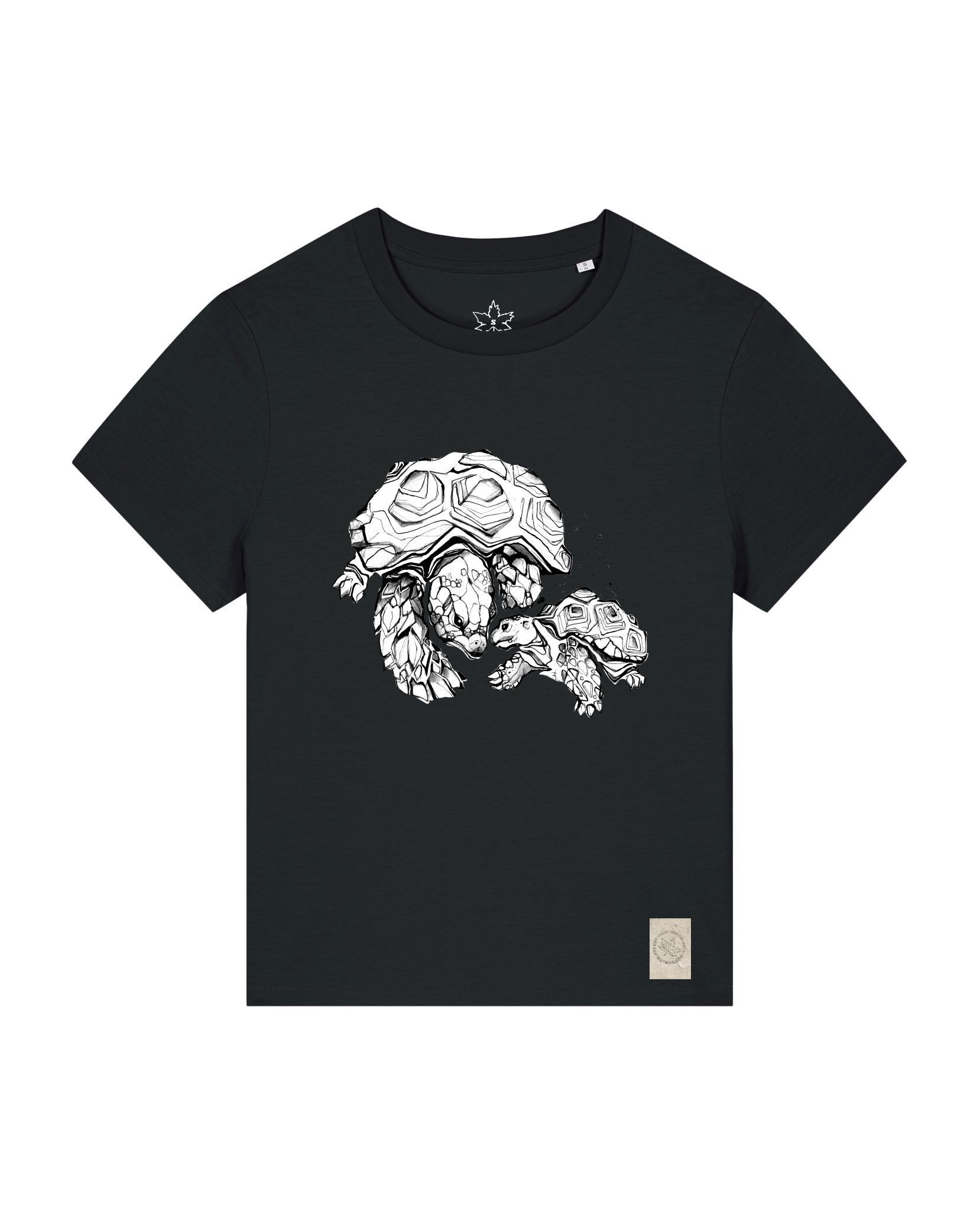 bio-female-medium fit-tshirt-schildkrötis-sttw172-schwarz-front