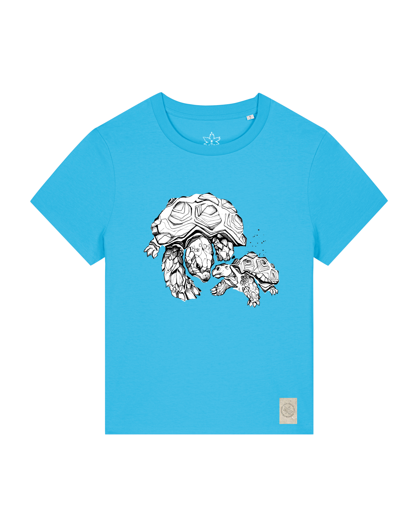 bio-female-medium fit-tshirt-schildkrötis-sttw172-wasserblau-front