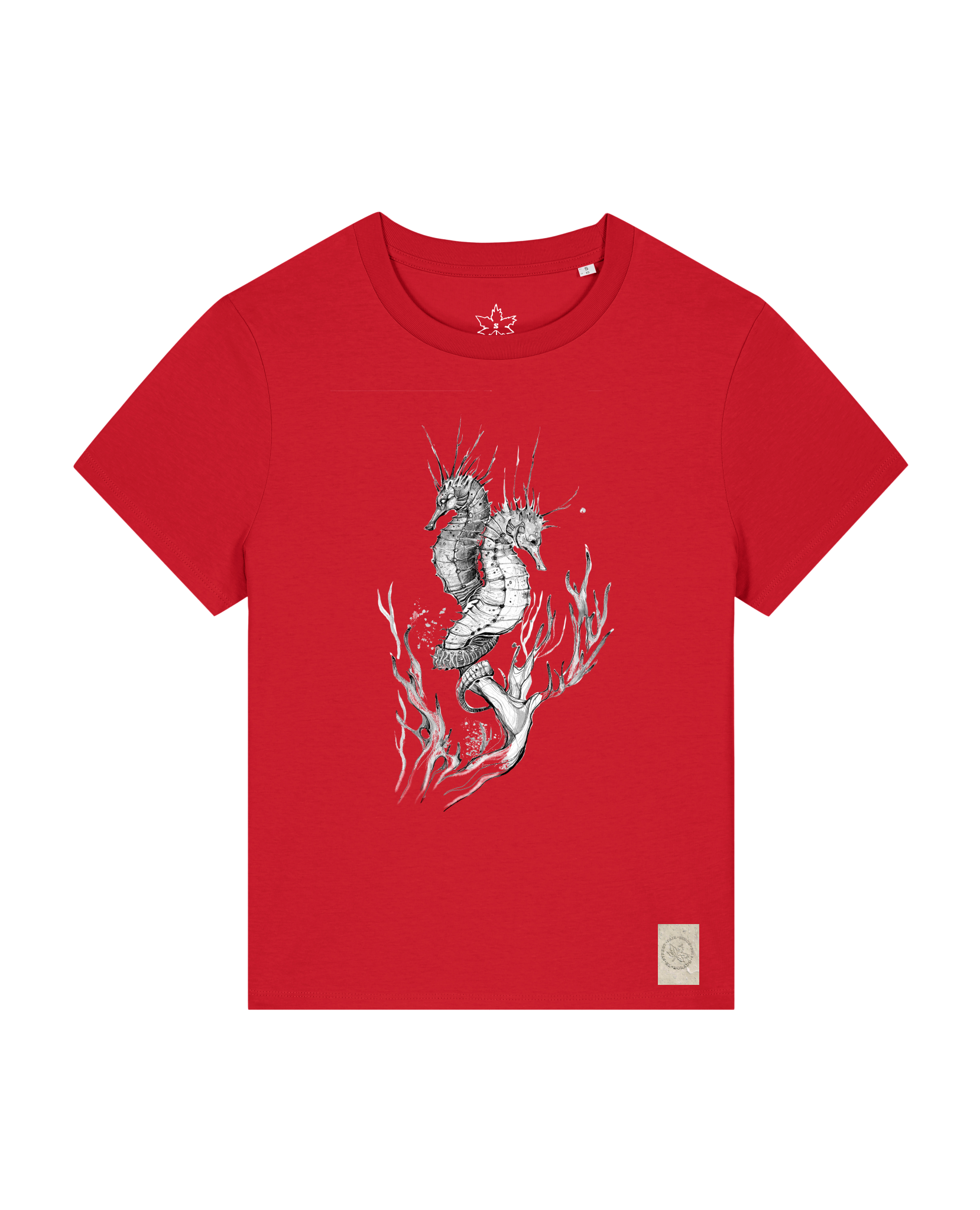 bio-female-medium fit-tshirt-seepferdchen-sttw172-erdbeere-front