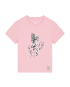 bio-female-medium fit-tshirt-seepferdchen-sttw172-flamingo-front