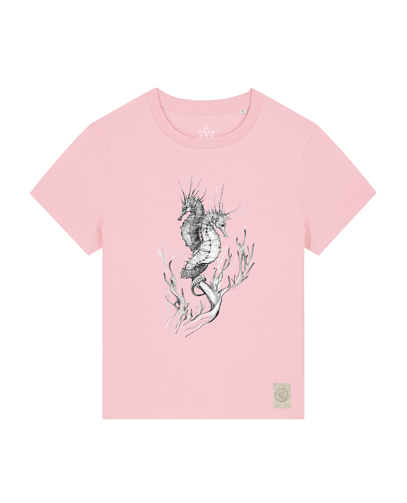 bio-female-medium fit-tshirt-seepferdchen-sttw172-flamingo-front