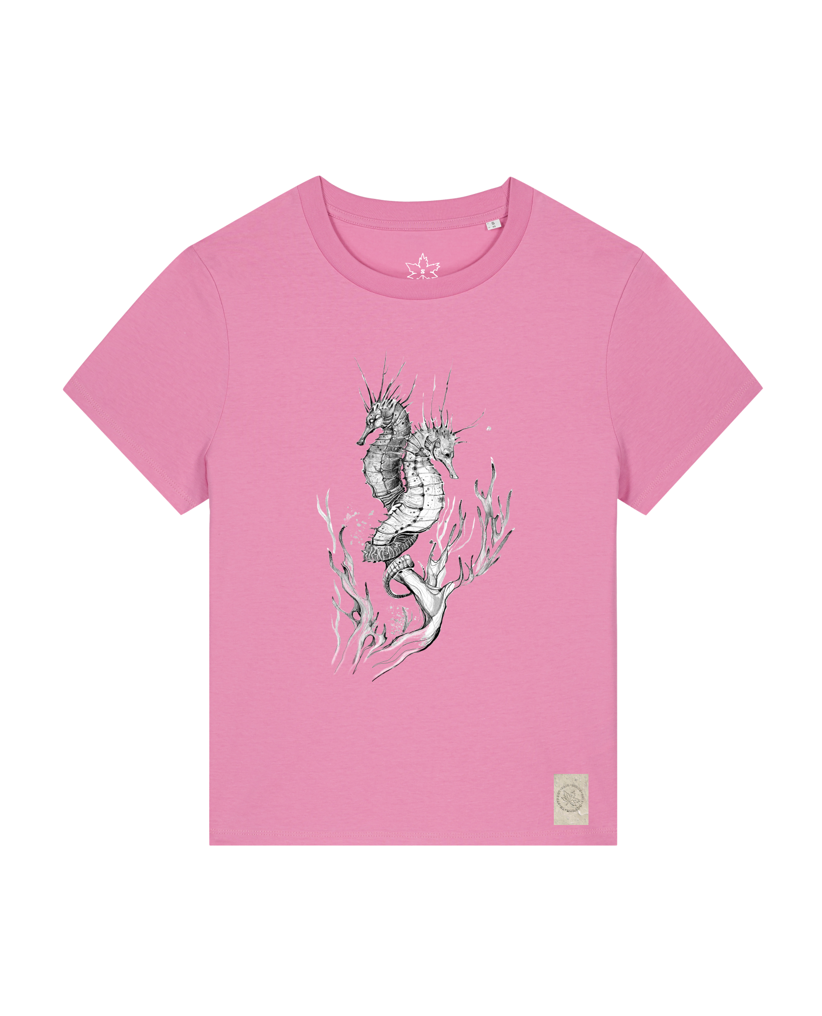 bio-female-medium fit-tshirt-seepferdchen-sttw172-kaugummi-front