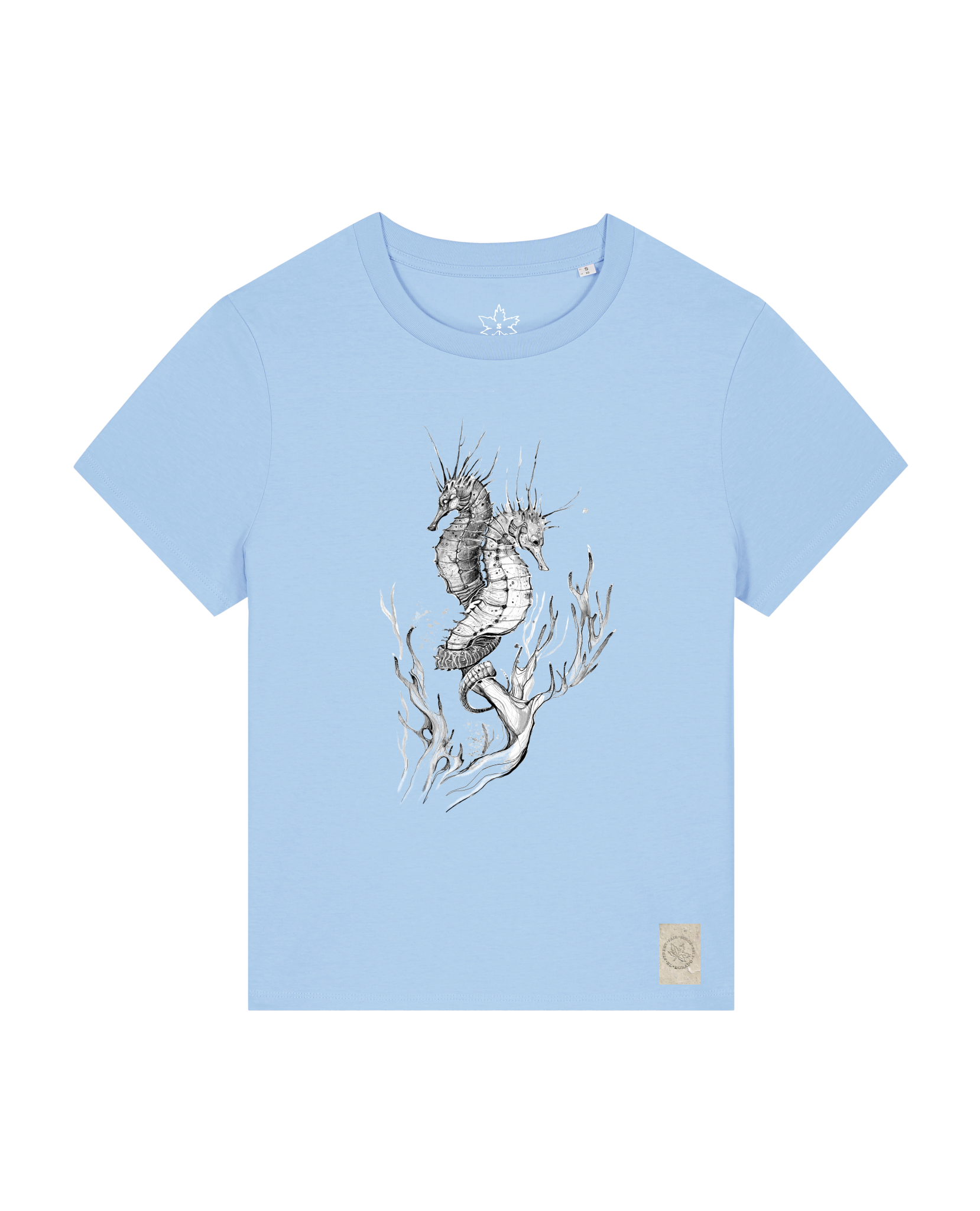 bio-female-medium fit-tshirt-seepferdchen-sttw172-lagune-front