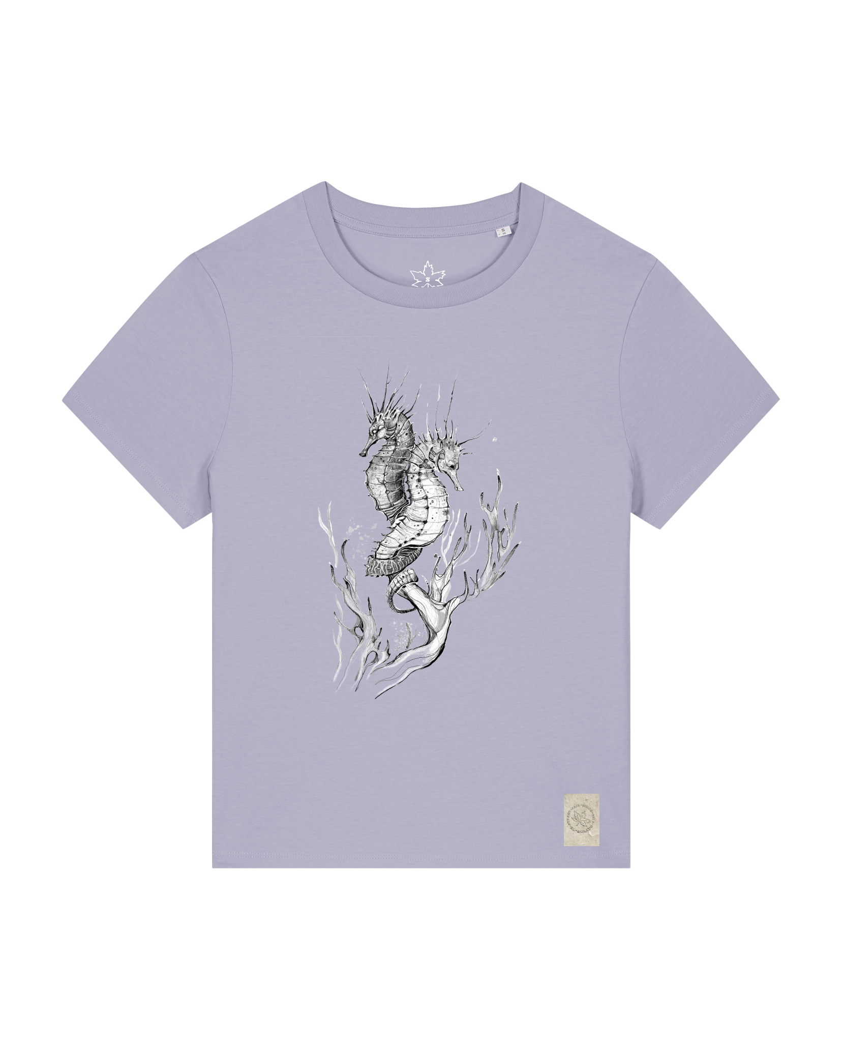 bio-female-medium fit-tshirt-seepferdchen-sttw172-lavender-front