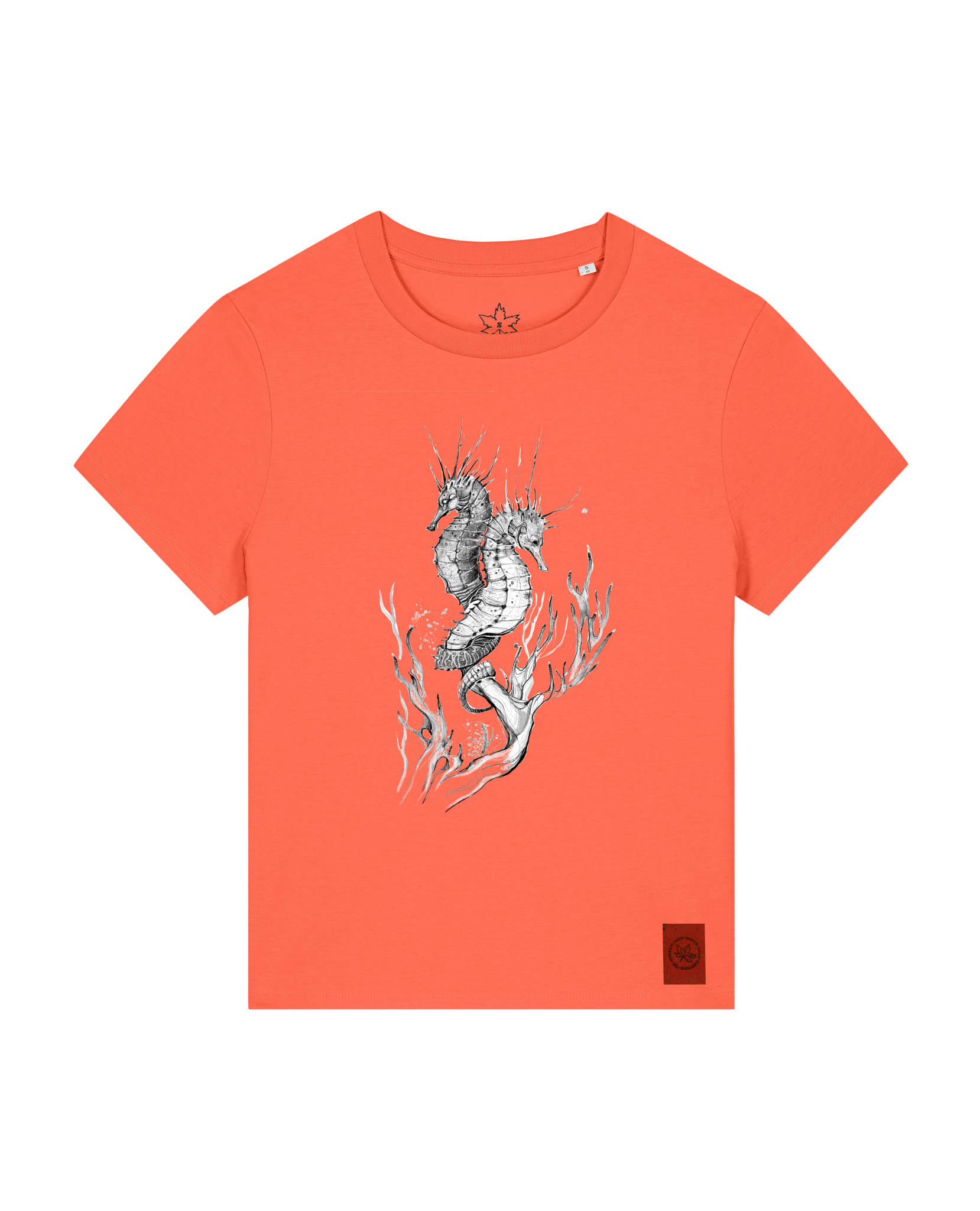 bio-female-medium fit-tshirt-seepferdchen-sttw172-mandarine-front