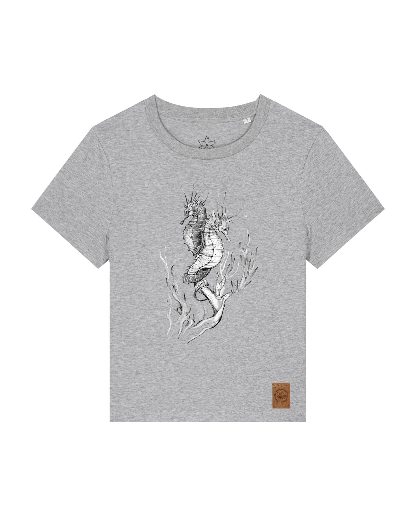 bio-female-medium fit-tshirt-seepferdchen-sttw172-mausgrau-front