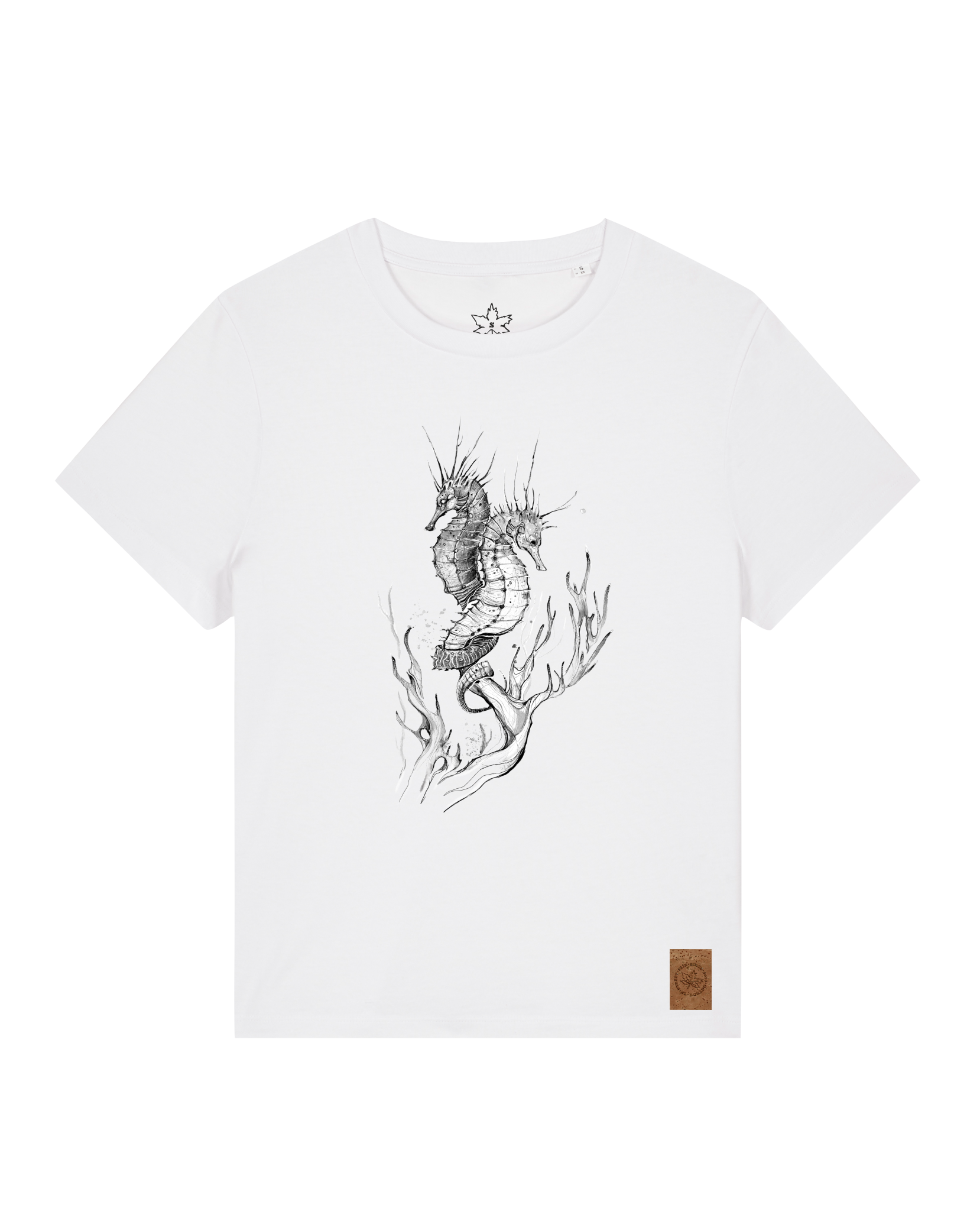 bio-female-medium fit-tshirt-seepferdchen-sttw172-weiß-front