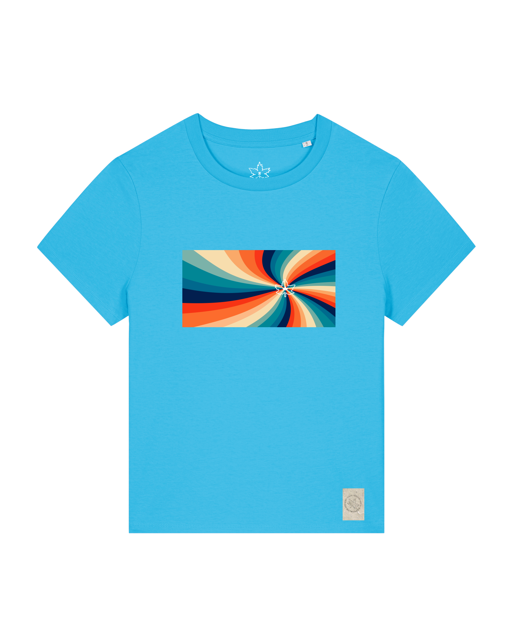 bio-female-medium fit-tshirt-six tees-sttw172-wasserblau-front