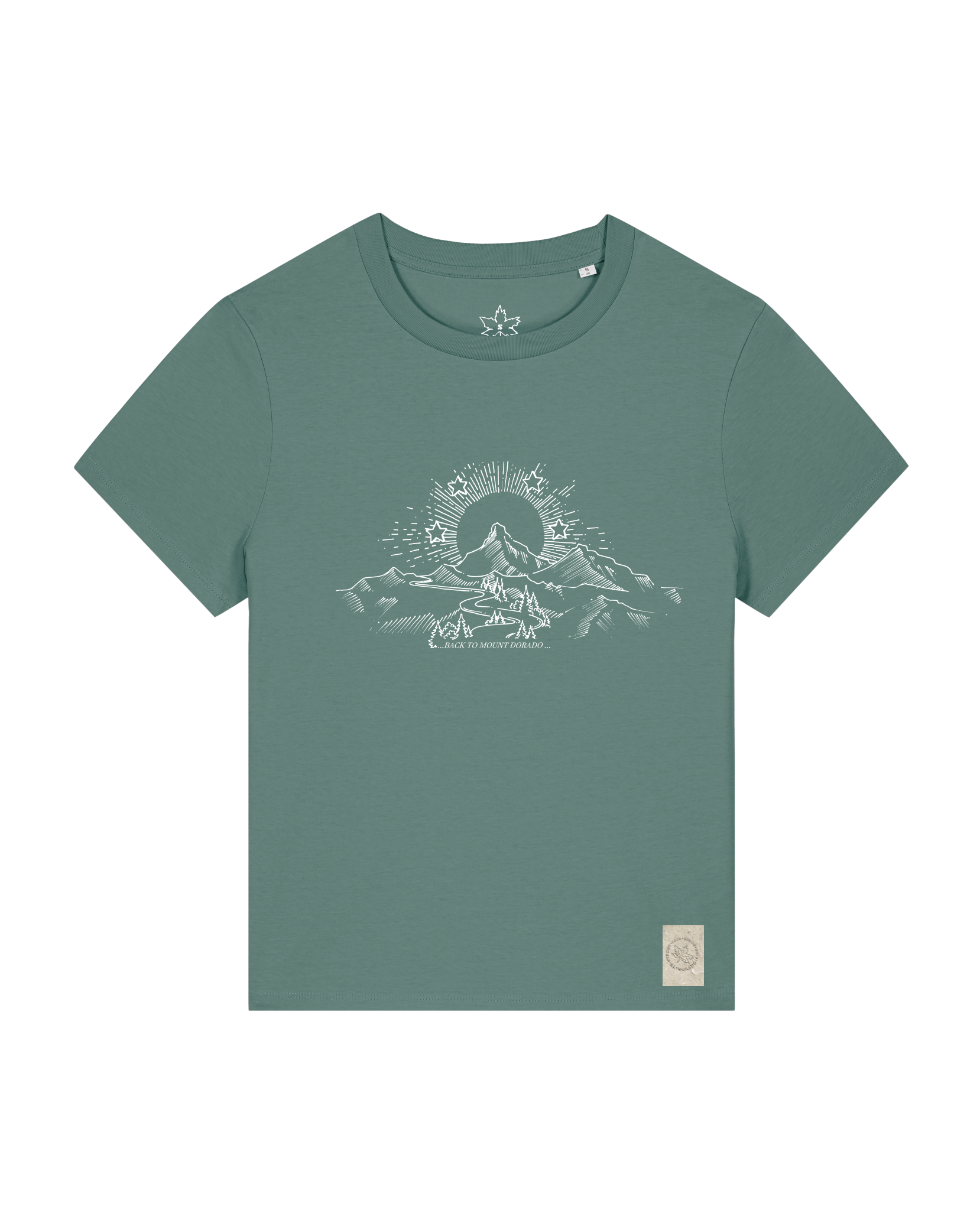 bio-female-medium fit-tshirt-skizzle mounty-sttw172-blautanne-front