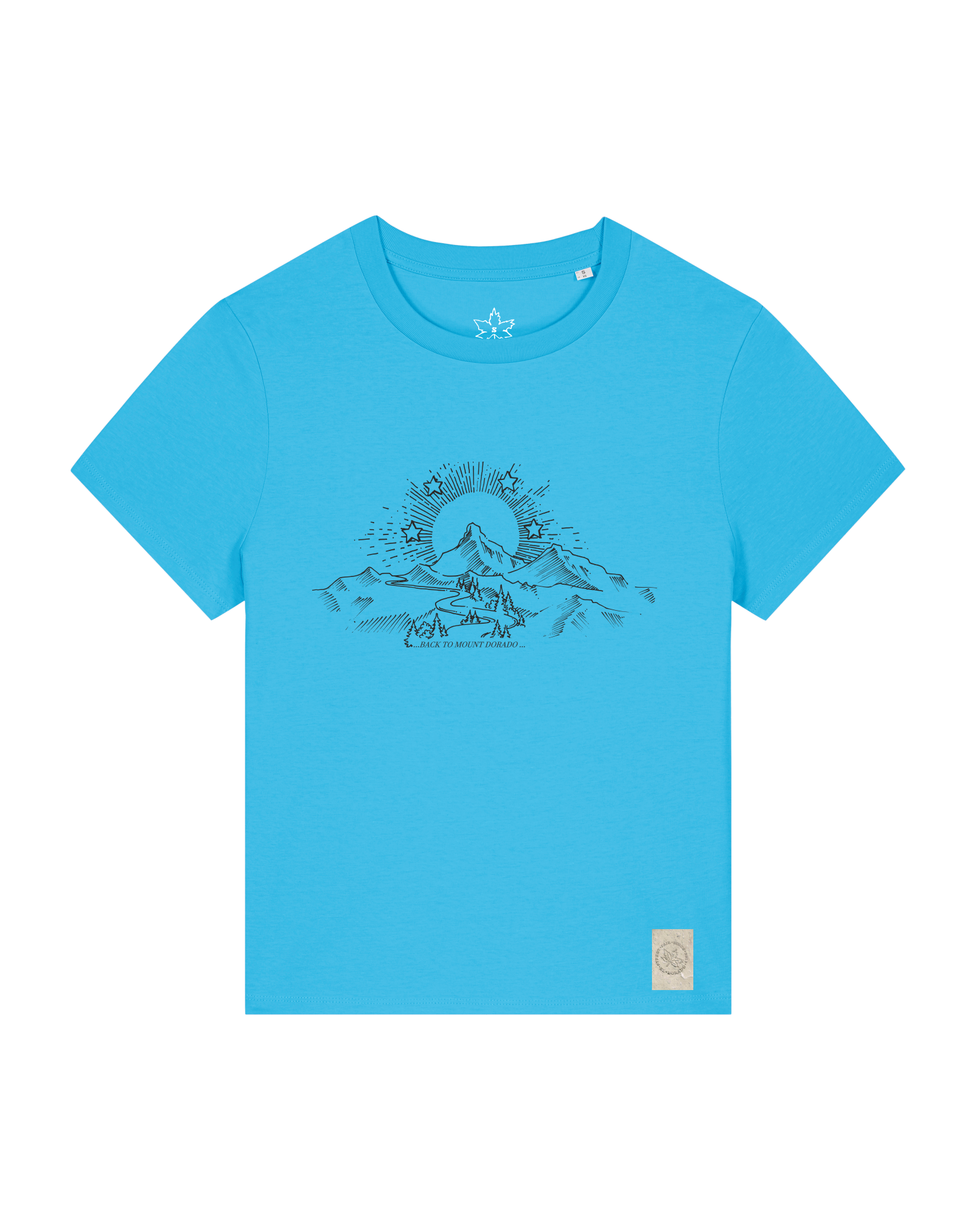 bio-female-medium fit-tshirt-skizzle mounty-sttw172-wasserblau-front