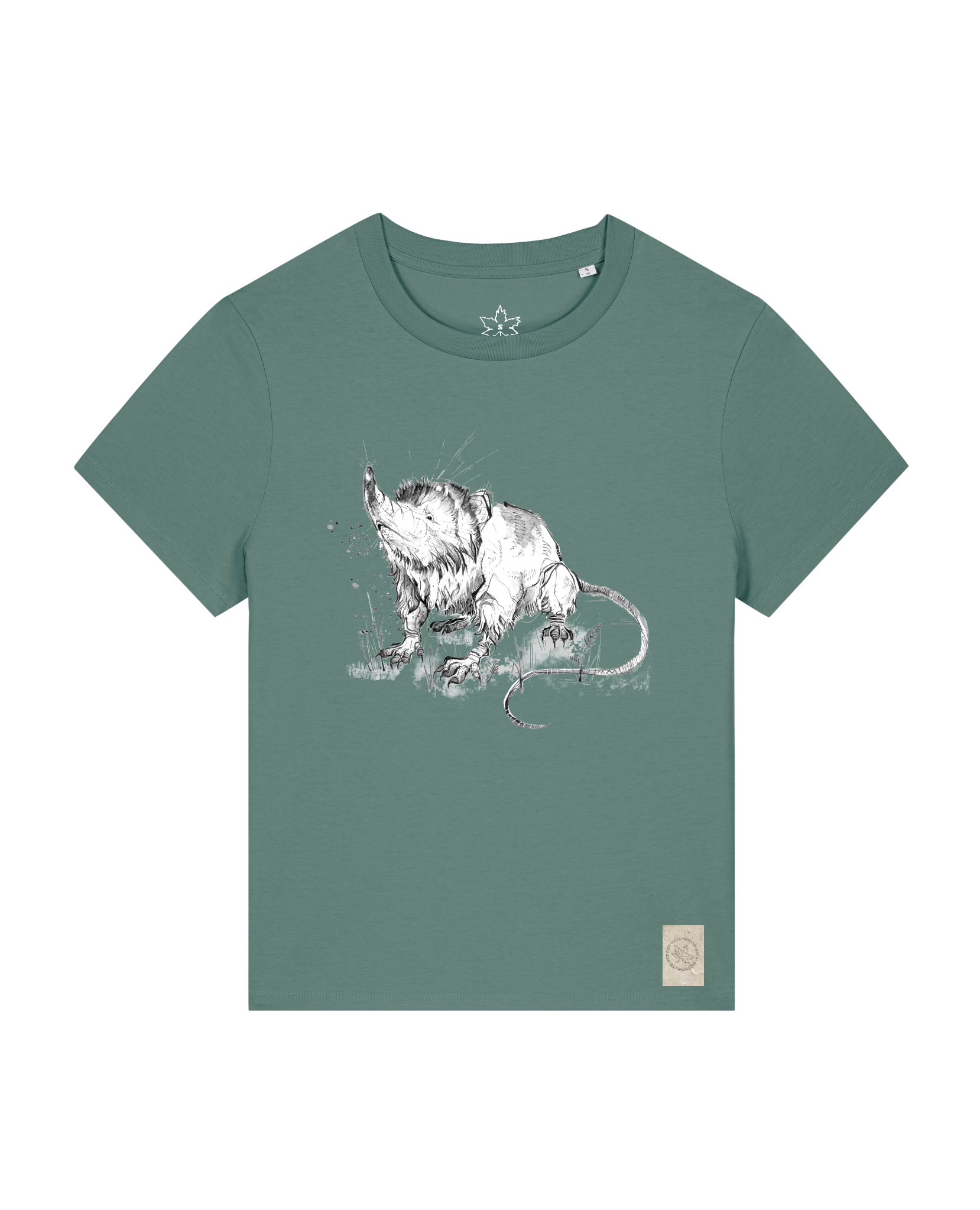 bio-female-medium fit-tshirt-solenodon-sttw172-blautanne-front