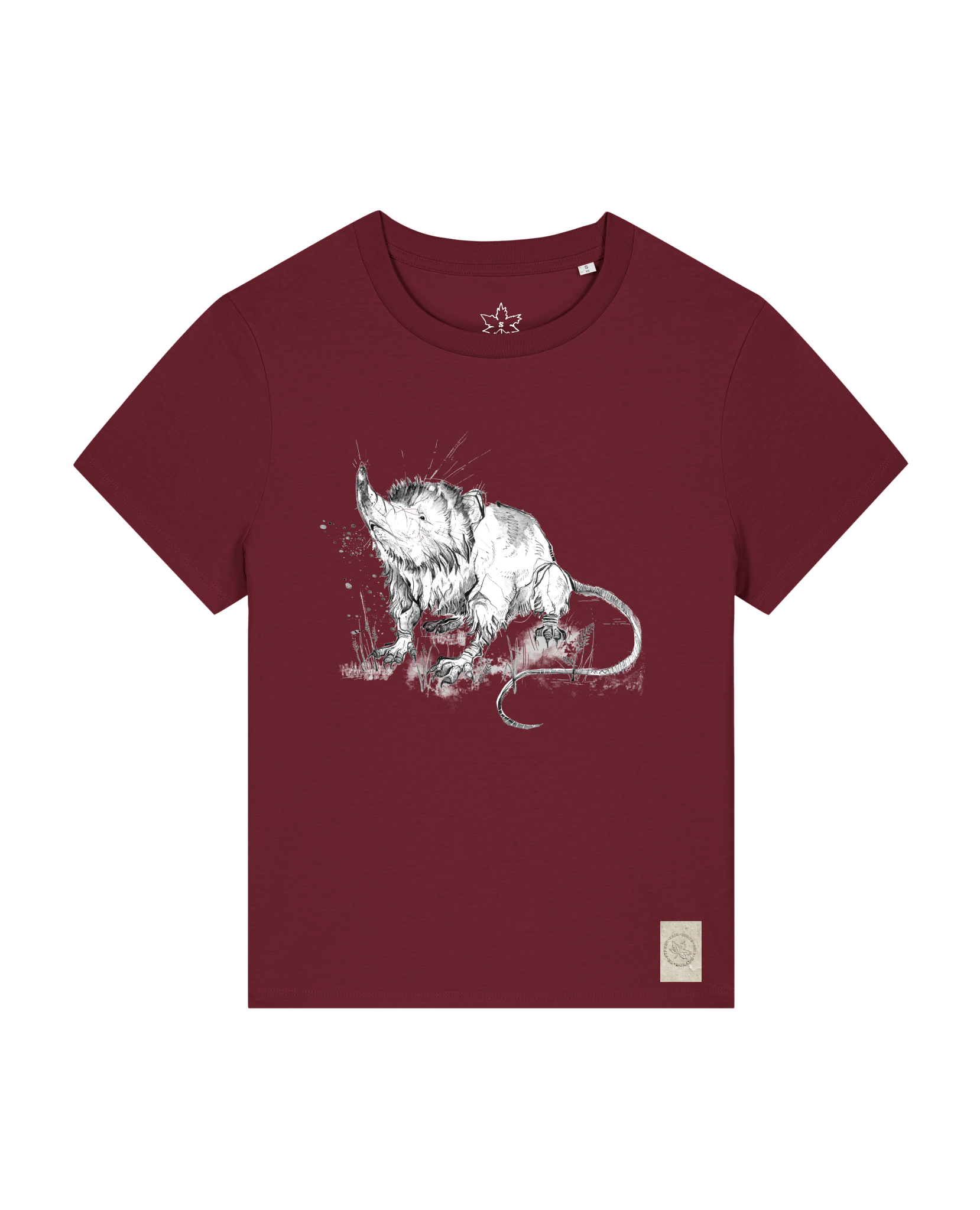 bio-female-medium fit-tshirt-solenodon-sttw172-burgunder rot-front
