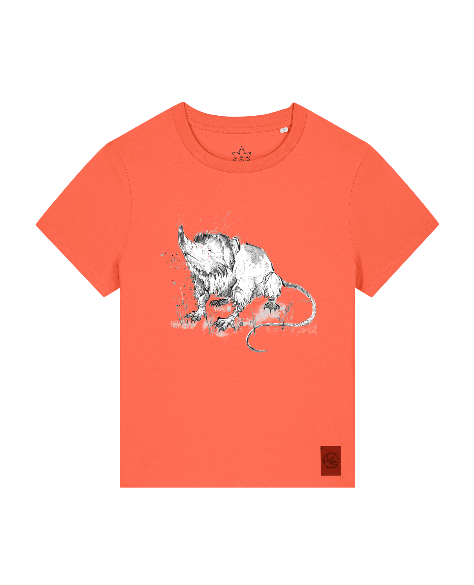 bio-female-medium fit-tshirt-solenodon-sttw172-mandarine-front