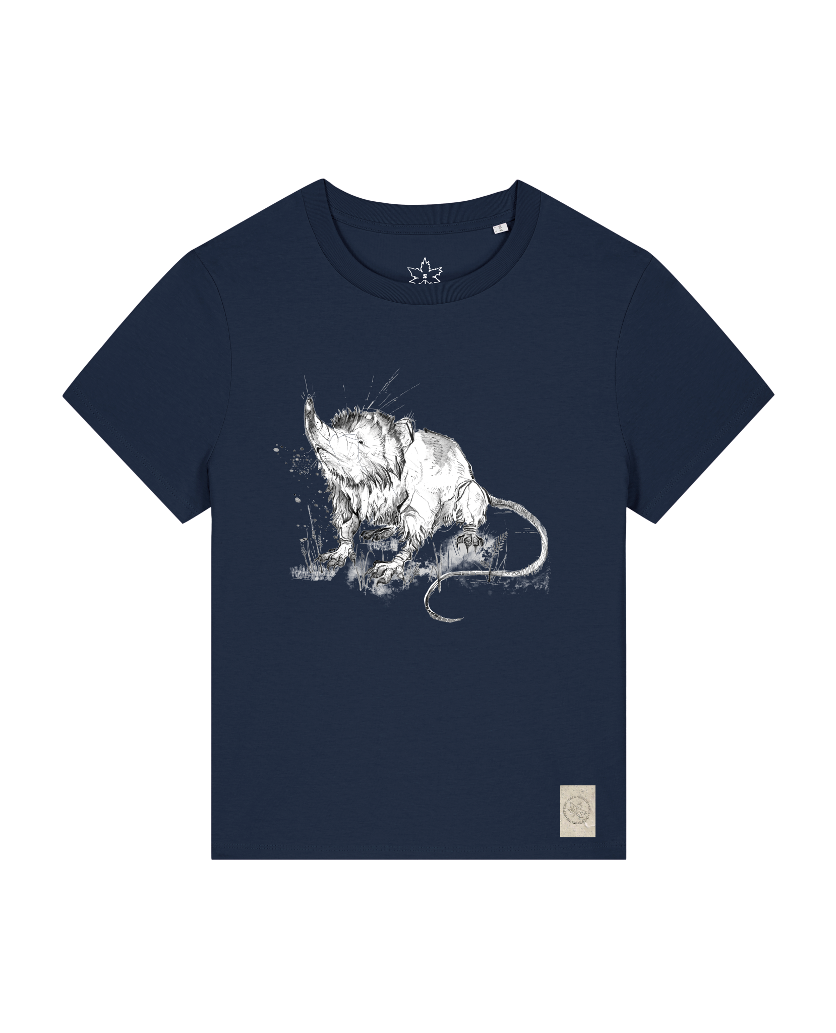 bio-female-medium fit-tshirt-solenodon-sttw172-marine-front