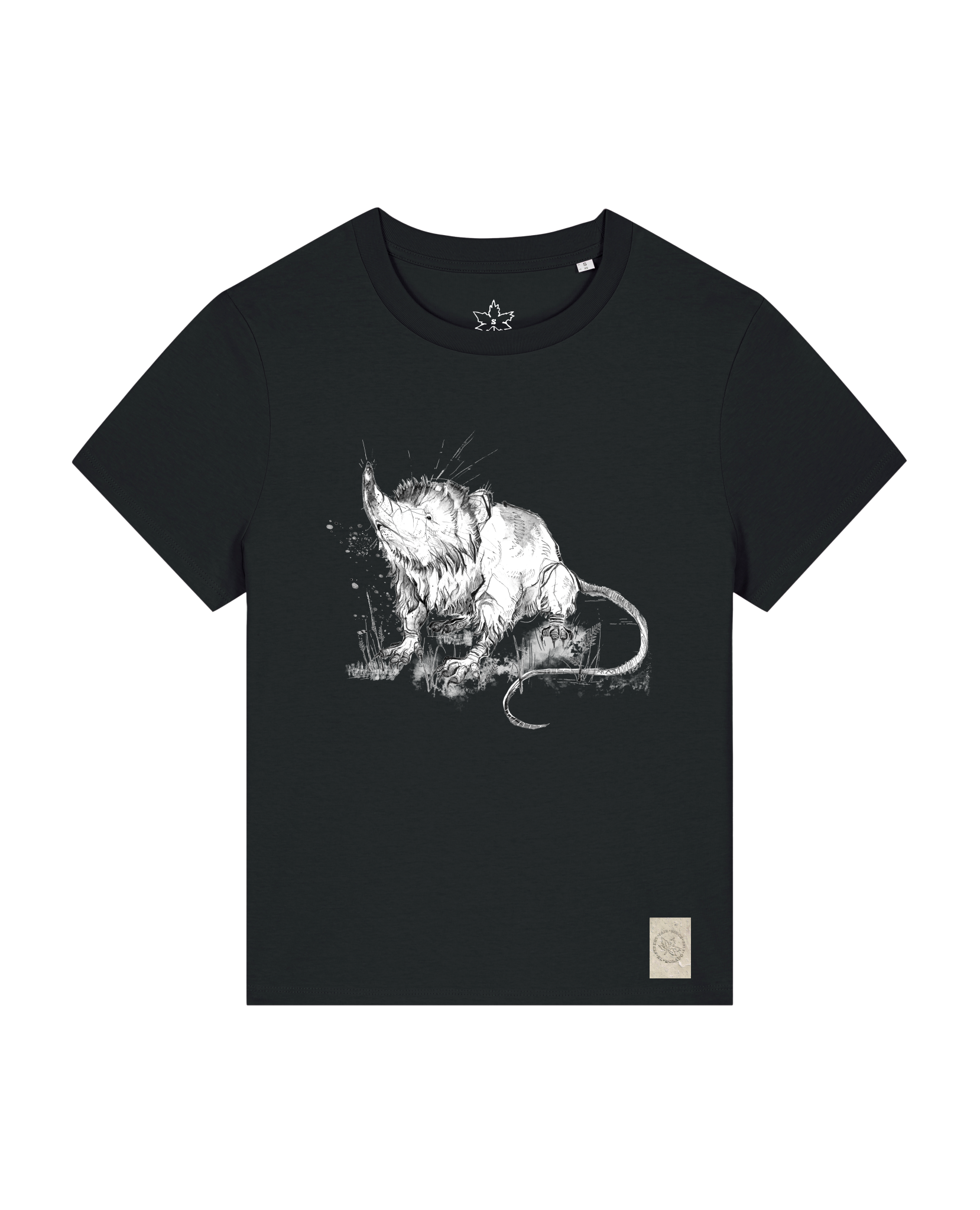 bio-female-medium fit-tshirt-solenodon-sttw172-schwarz-front
