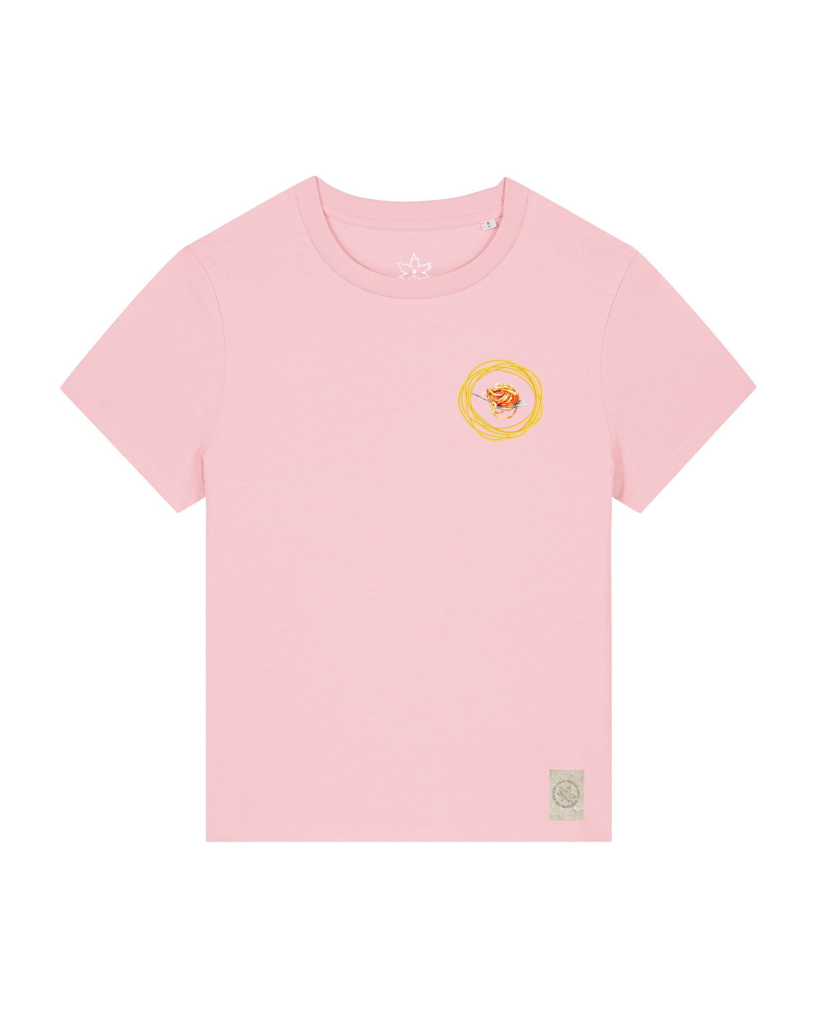 bio-female-medium fit-tshirt-spaghetti (backprint)-sttw172-flamingo-front