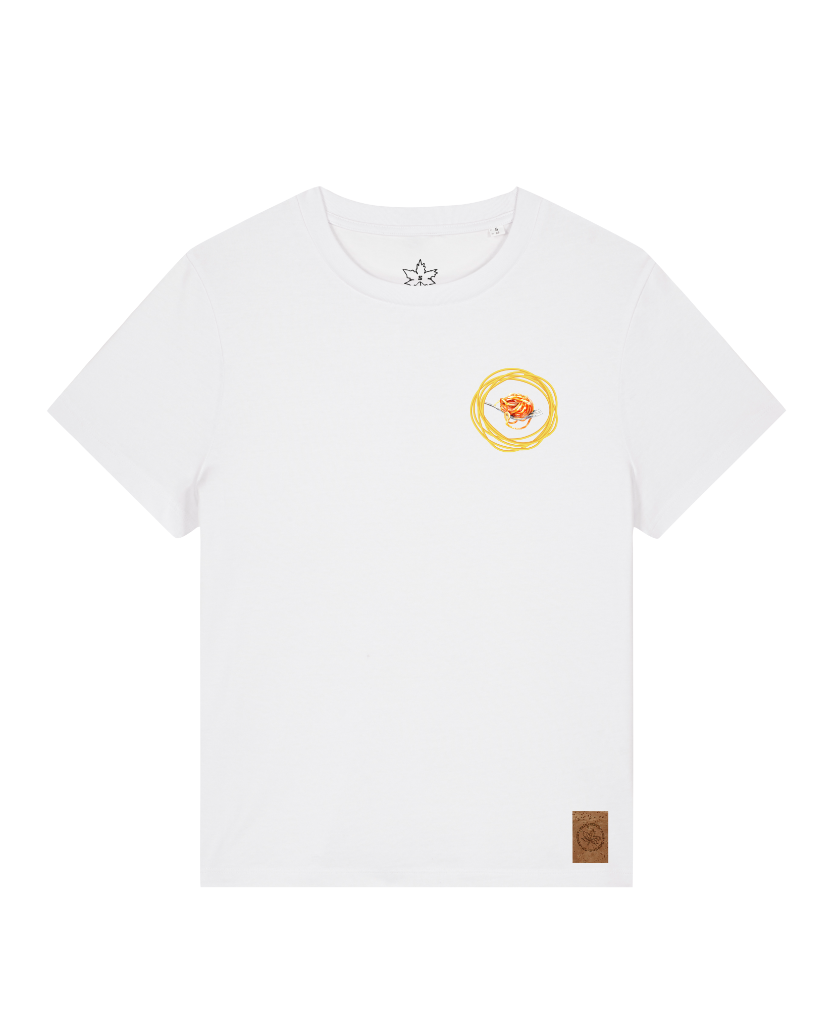 bio-female-medium fit-tshirt-spaghetti (backprint)-sttw172-weiß-front