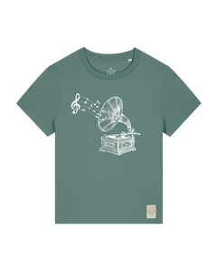 bio-female-medium fit-tshirt-stay tuned-sttw172-blautanne-front