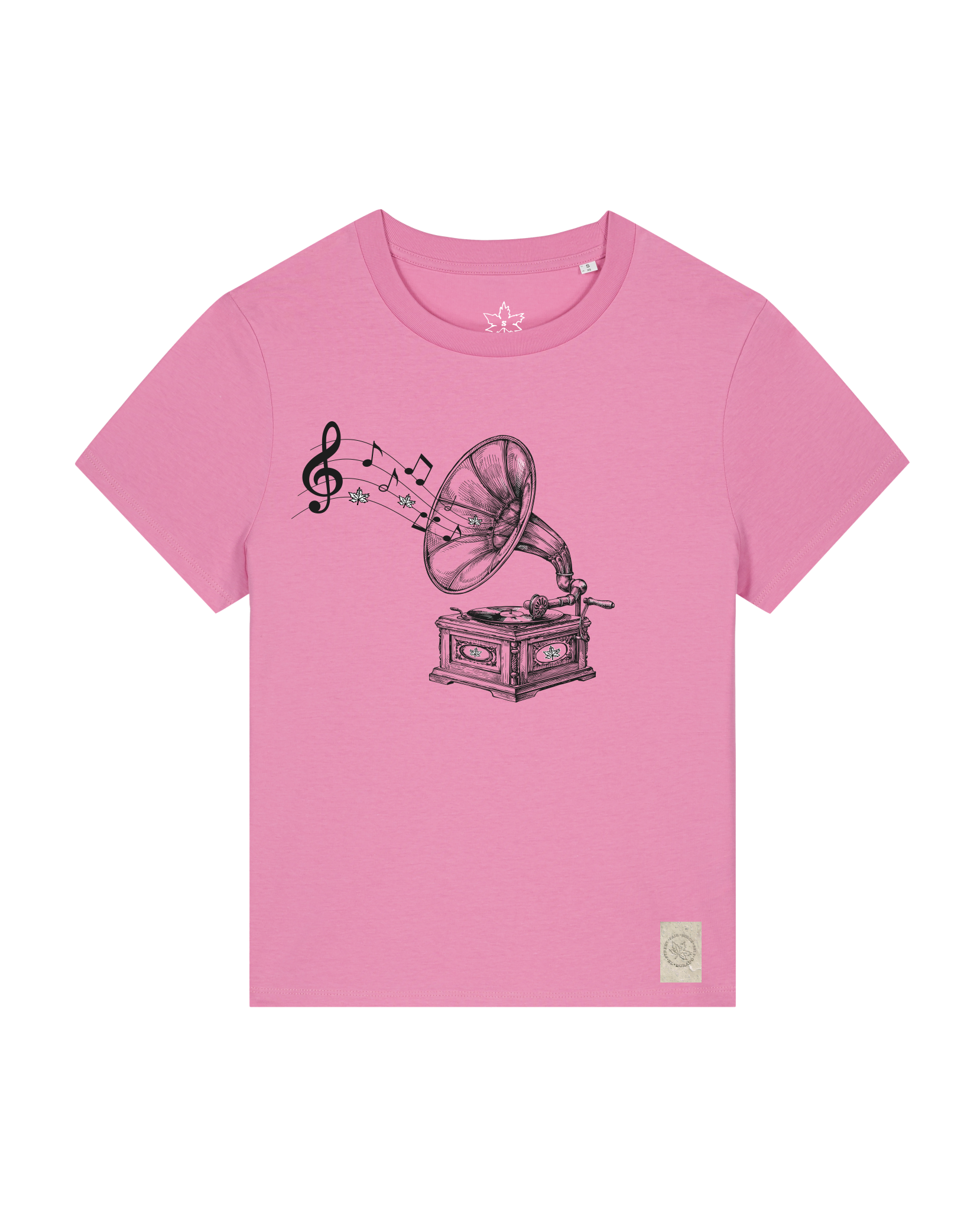 bio-female-medium fit-tshirt-stay tuned-sttw172-kaugummi-front