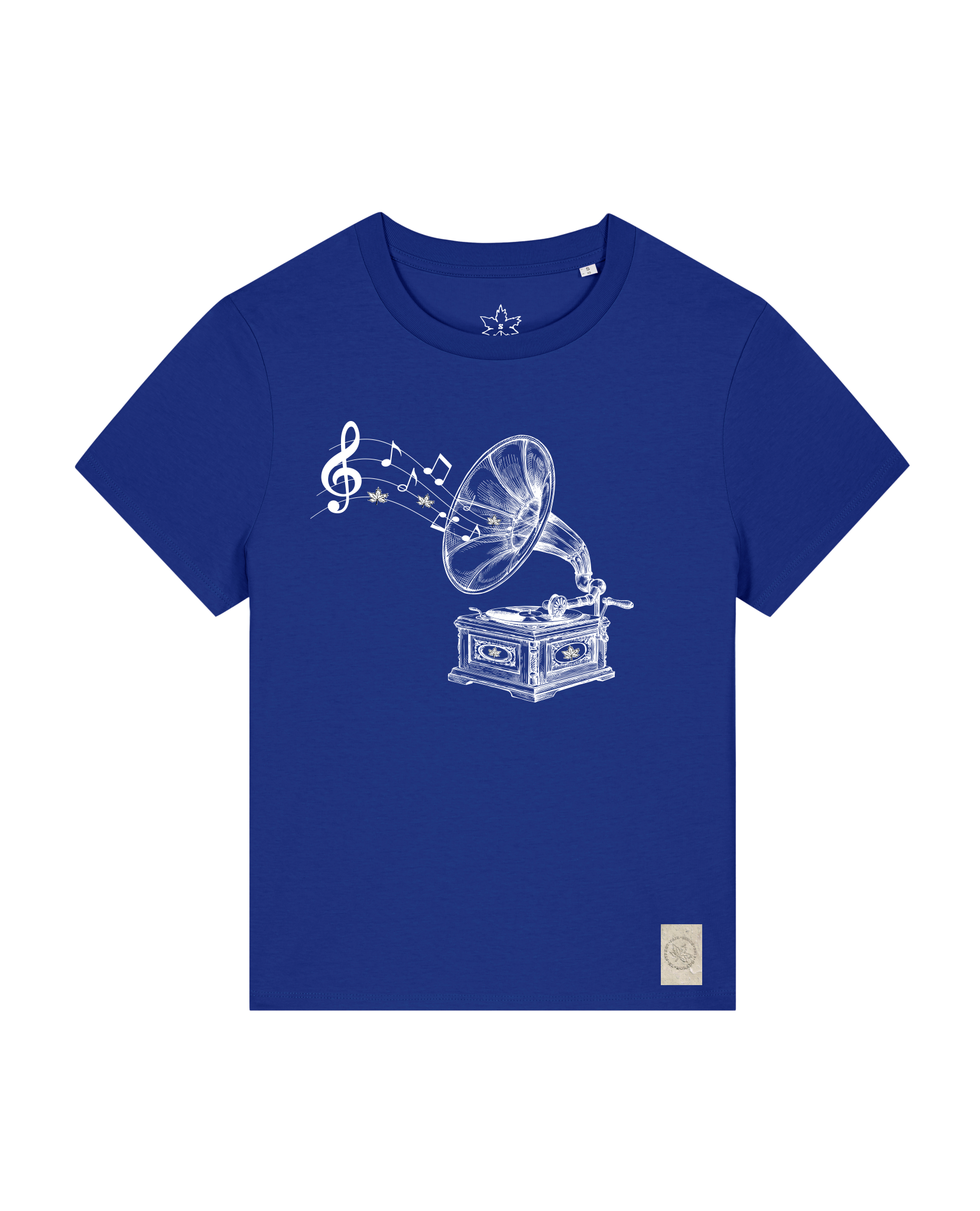 bio-female-medium fit-tshirt-stay tuned-sttw172-kornblume-front
