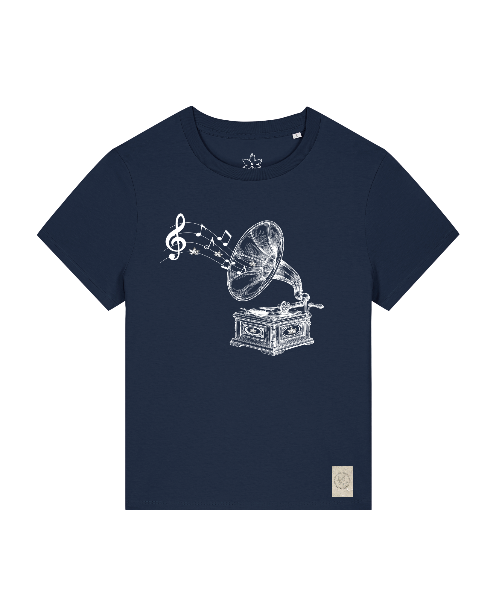 bio-female-medium fit-tshirt-stay tuned-sttw172-marine-front
