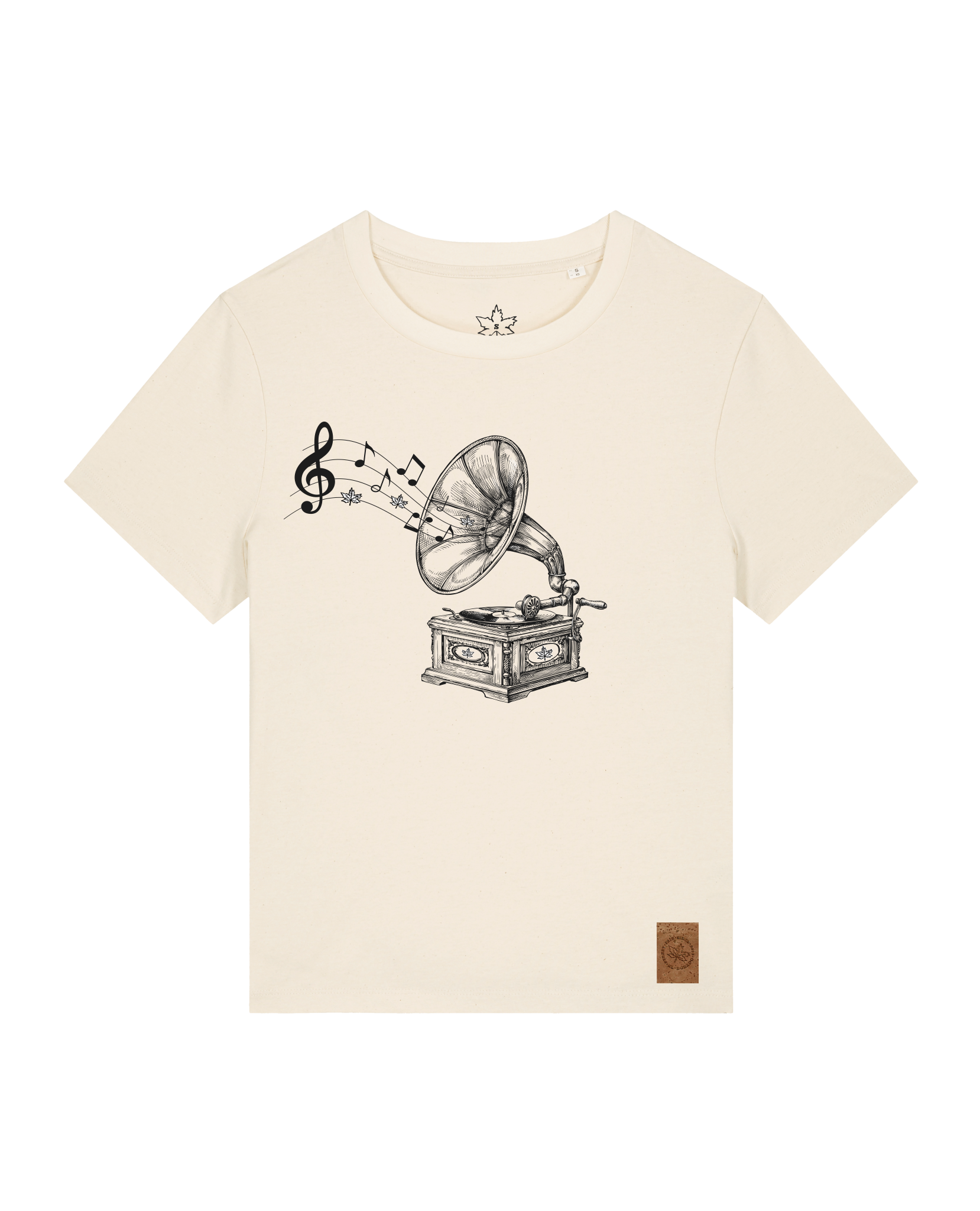bio-female-medium fit-tshirt-stay tuned-sttw172-natur-front