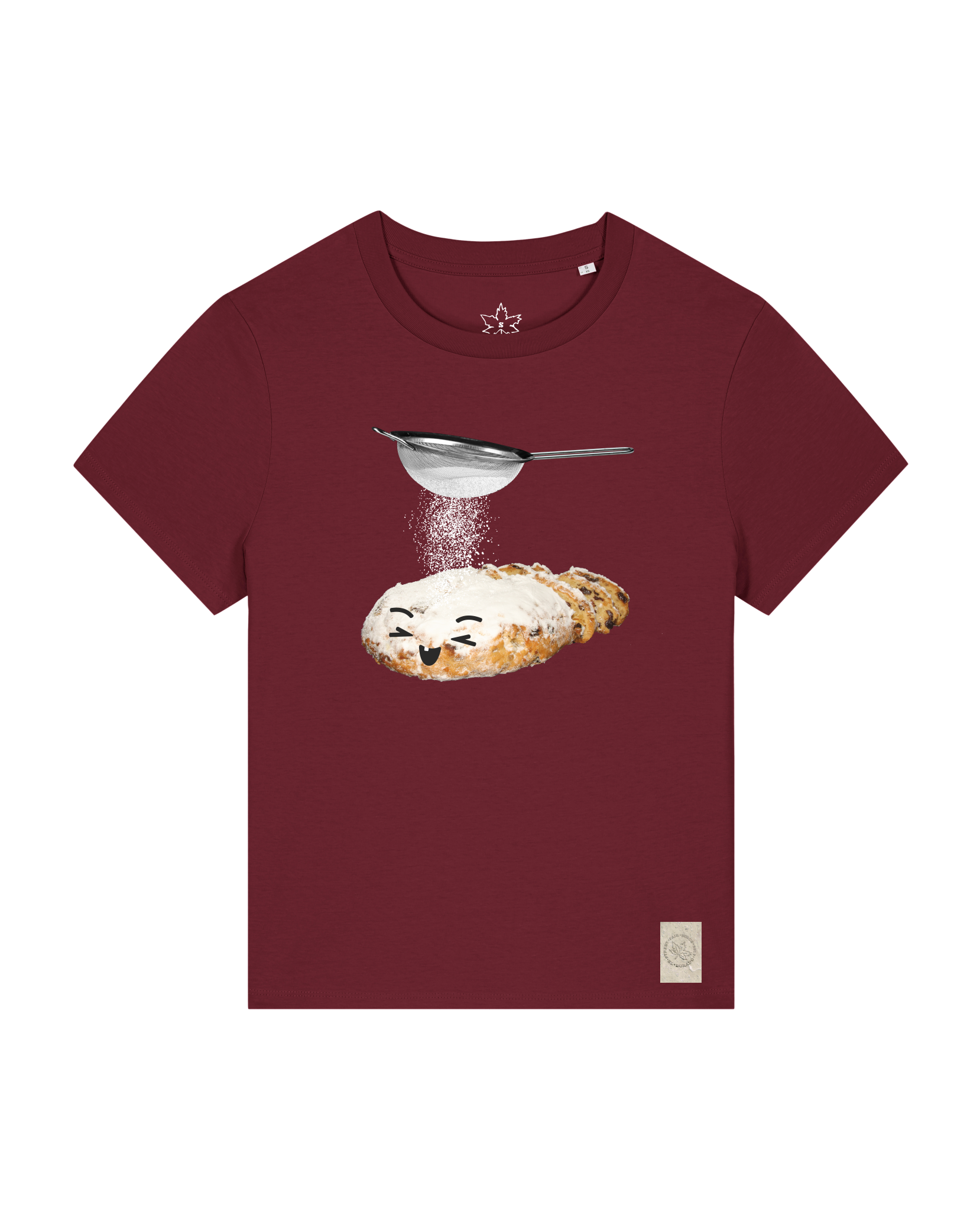 bio-female-medium fit-tshirt-stollen-sttw172-burgunder rot-front