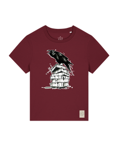 bio-female-medium fit-tshirt-study crowd-sttw172-burgunder rot-front