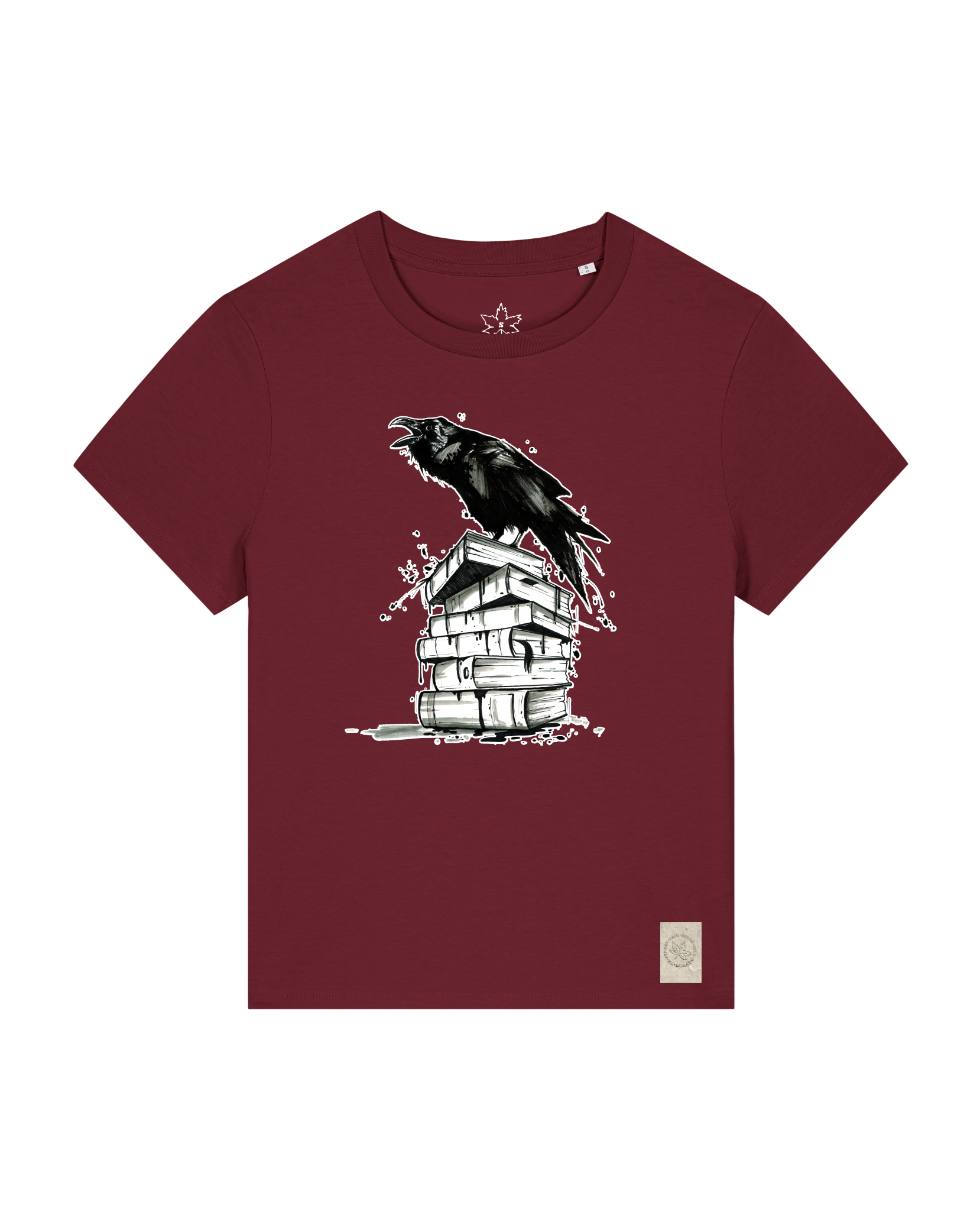bio-female-medium fit-tshirt-study crowd-sttw172-burgunder rot-front