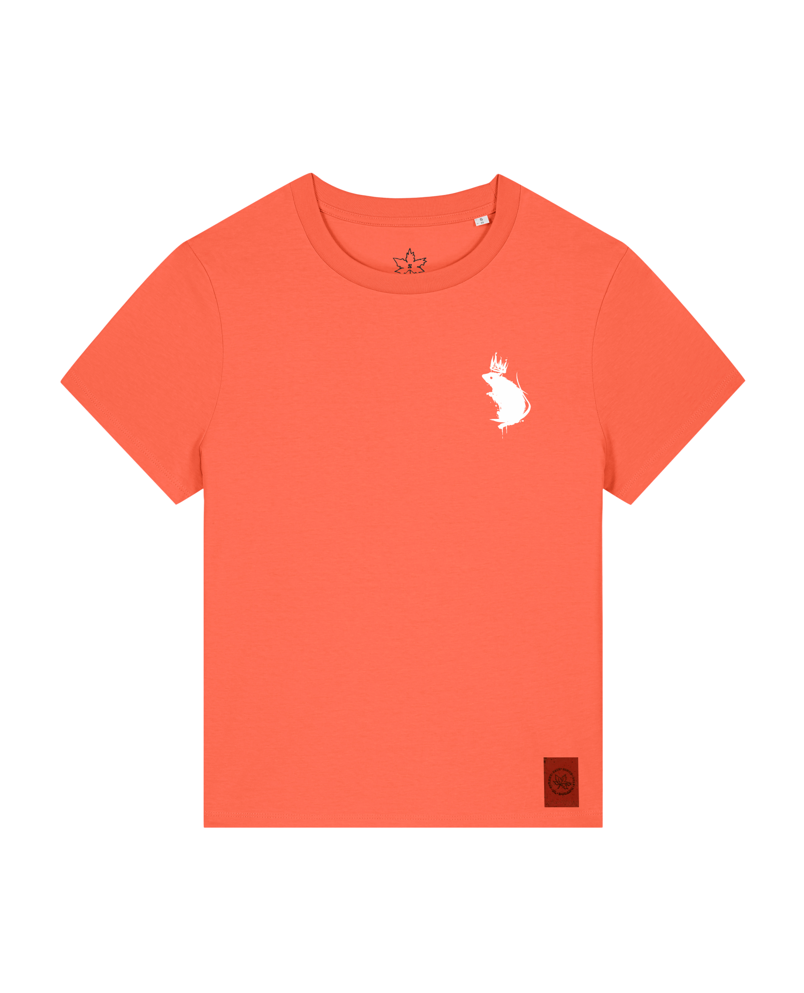 bio-female-medium fit-tshirt-subchannel staff (backprint)-sttw172-mandarine-front