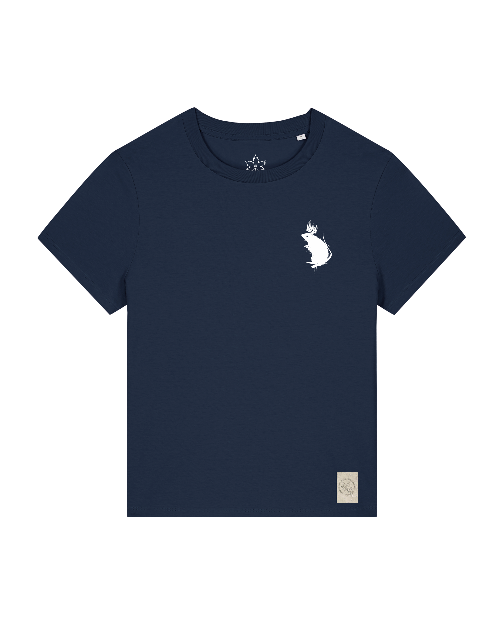 bio-female-medium fit-tshirt-subchannel staff (backprint)-sttw172-marine-front