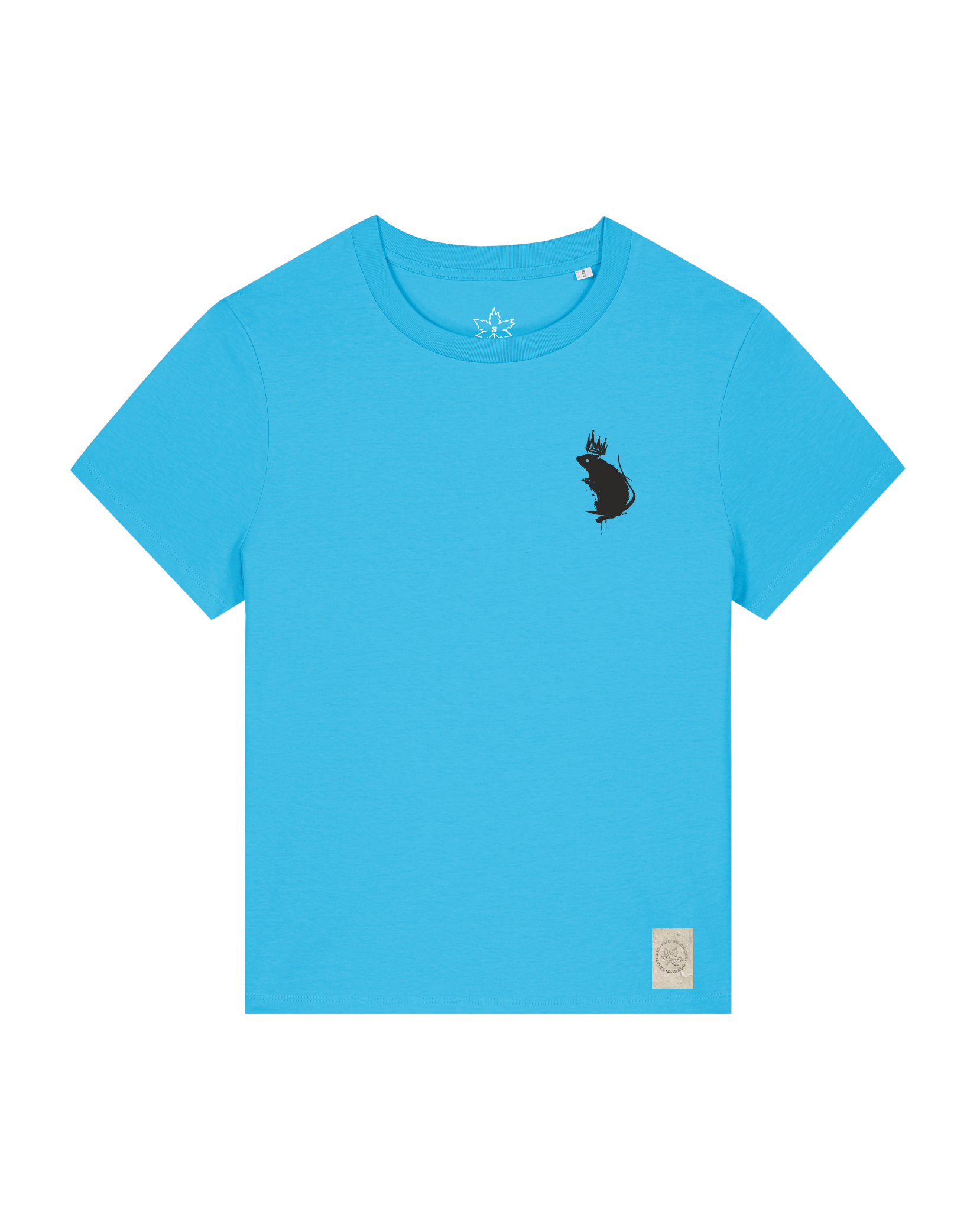 bio-female-medium fit-tshirt-subchannel staff (backprint)-sttw172-wasserblau-front