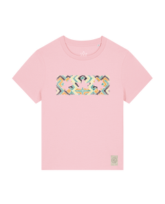 bio-female-medium fit-tshirt-three leaves 01-sttw172-flamingo-front