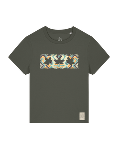 bio-female-medium fit-tshirt-three leaves 01-sttw172-grunkohl-front
