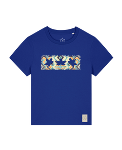 bio-female-medium fit-tshirt-three leaves 01-sttw172-kornblume-front