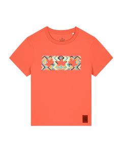 bio-female-medium fit-tshirt-three leaves 01-sttw172-mandarine-front
