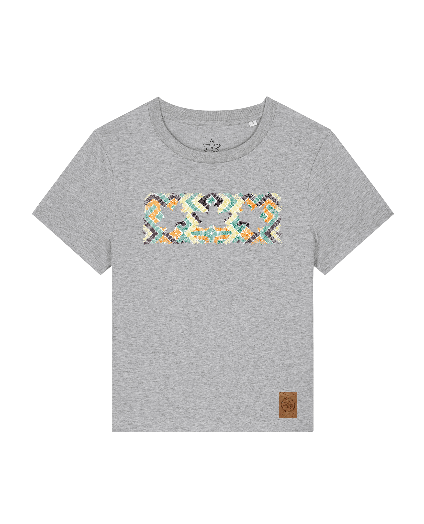 bio-female-medium fit-tshirt-three leaves 01-sttw172-mausgrau-front