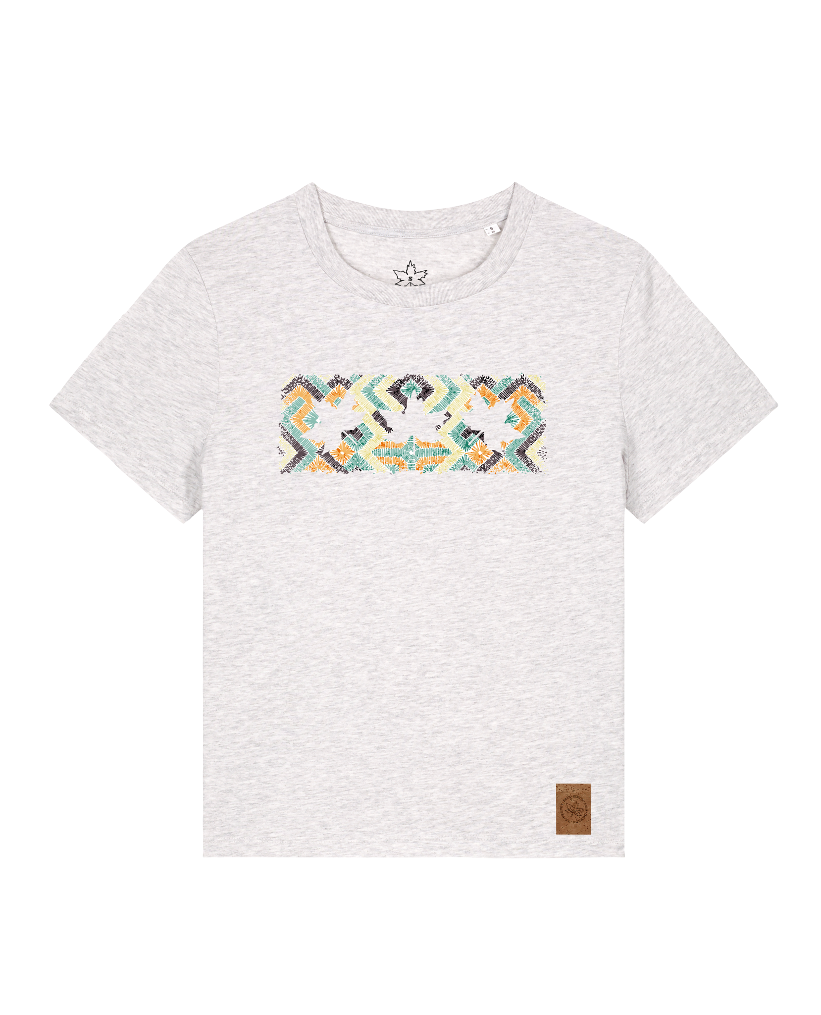 bio-female-medium fit-tshirt-three leaves 01-sttw172-rennmaus-front